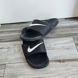 Nike Black Slide Sandals with Embossed Logo